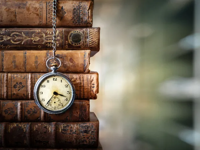 pocketwatch and books